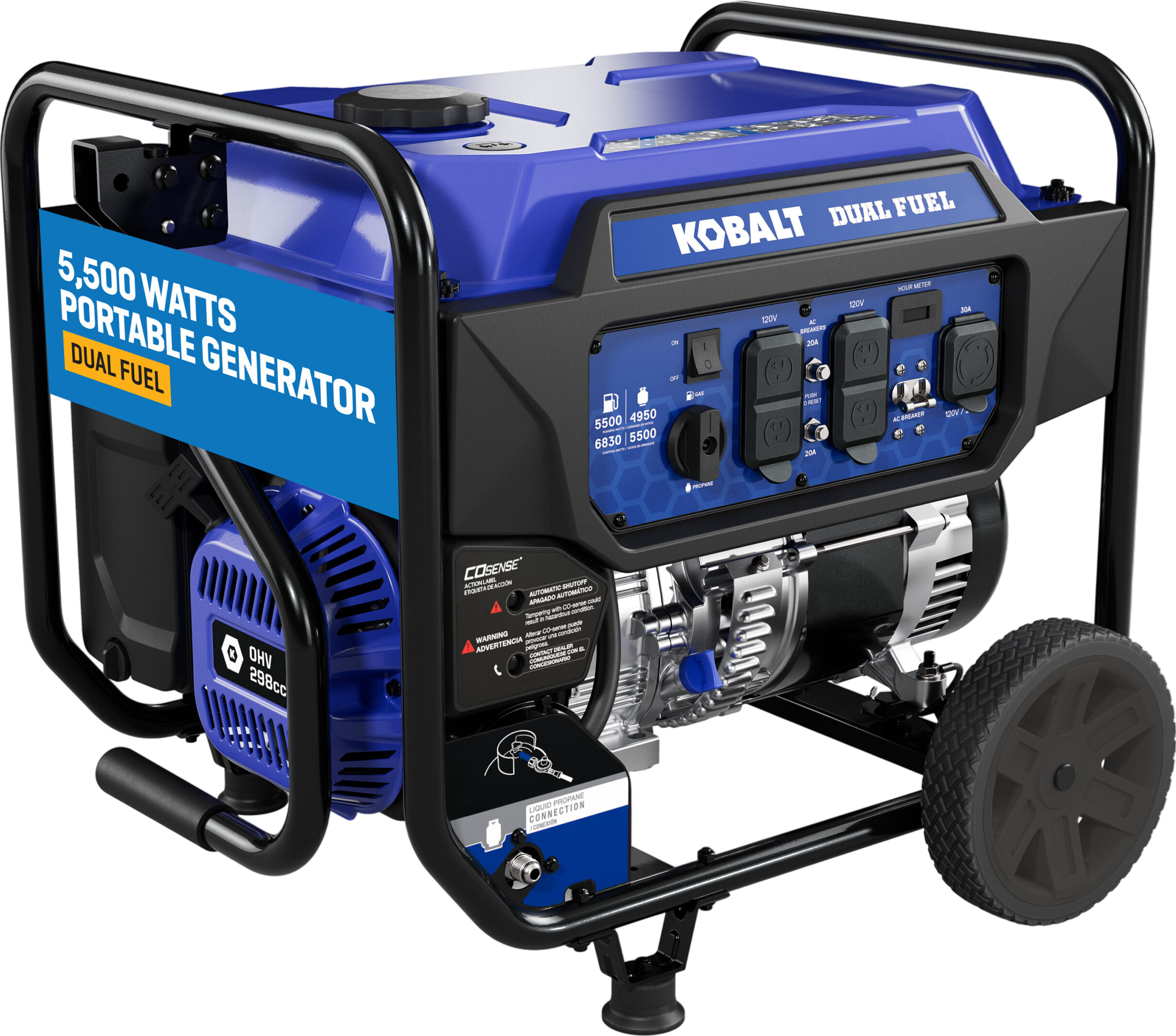 Kobalt KPG0100 5500W/6830W Generator Dual Fuel Gas Propane with CO Sense Manufacturer RFB