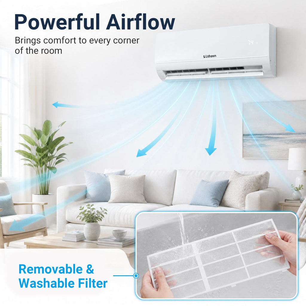 Costway 12000 BTU 208-230V 17 SEER2 WiFi Mini Split Air Conditioner Heater 85745216 New