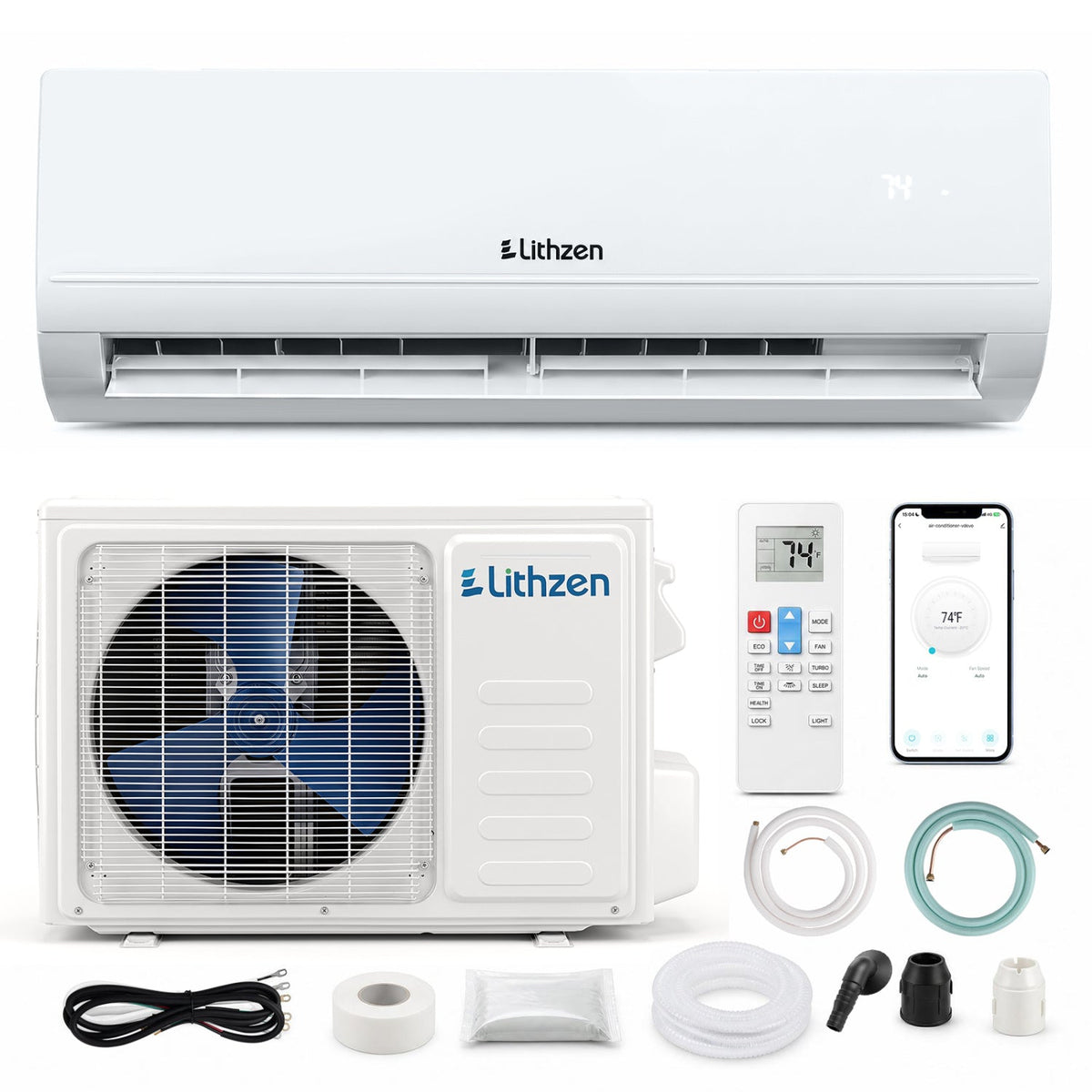 Costway Lithzen 18000 BTU 208-230V 17 SEER2 WiFi Mini Split Air Conditioner Heater 36230473 New