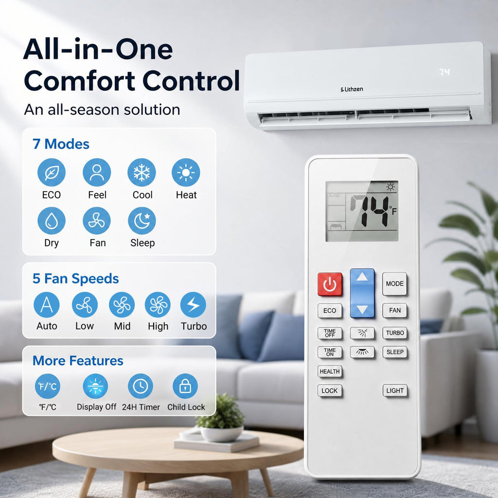 Costway 24000 BTU 17 SEER2 WiFi Mini Split Air Conditioner Heater 208-230V 93032388 New