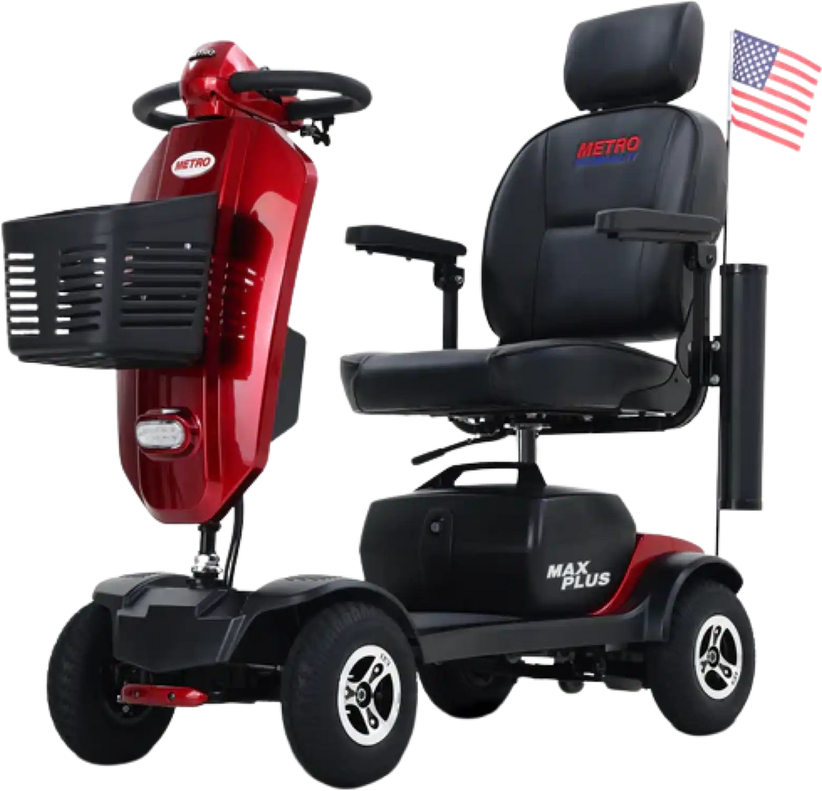 Metro Mobility Max Plus Mobility Scooter 4-Wheel Electric 24V 20Ah 300W 4.97 MPH 16 Mile Range Manufacturer RFB