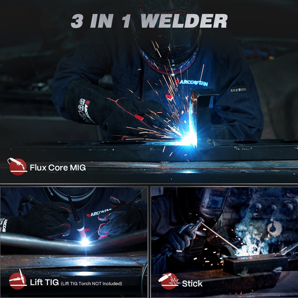 Arccaptain MIG135 Welder 3-in-1 Gasless MIG 135A Synergic 110V New