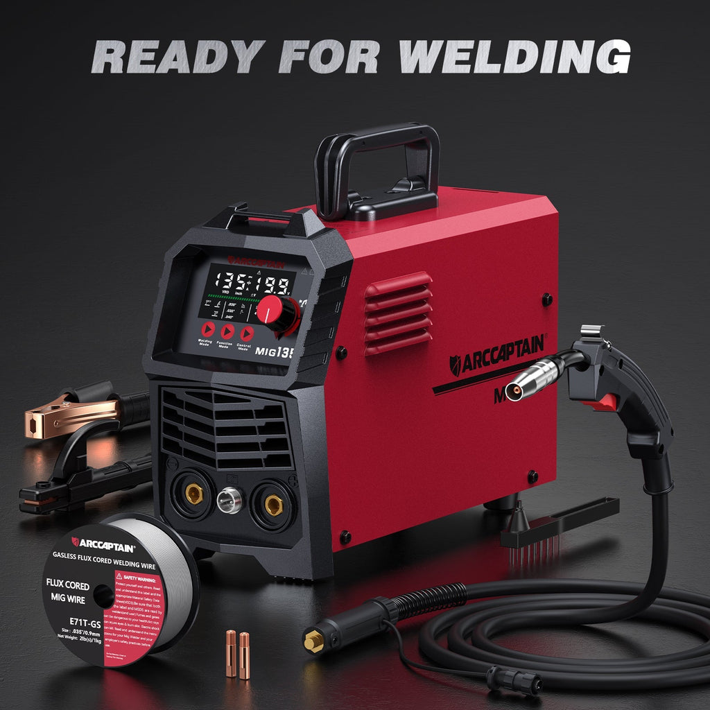 Arccaptain MIG135 Welder 3-in-1 Gasless MIG 135A Synergic 110V New
