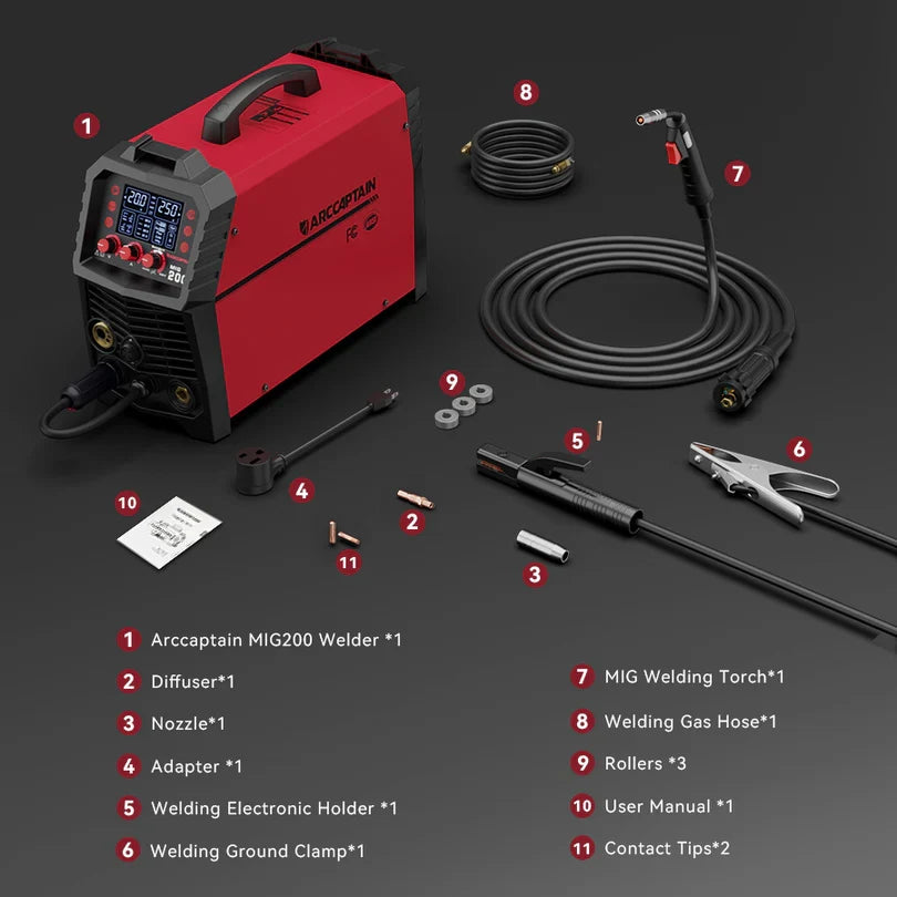 Arccaptain MIG200 MIG Welder 6-in-1 Multi Process Machine Dual Voltage 110/220V New