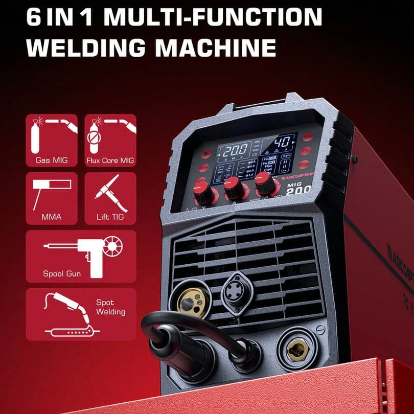 Arccaptain MIG200 MIG Welder 6-in-1 Multi Process Machine Dual Voltage 110/220V New