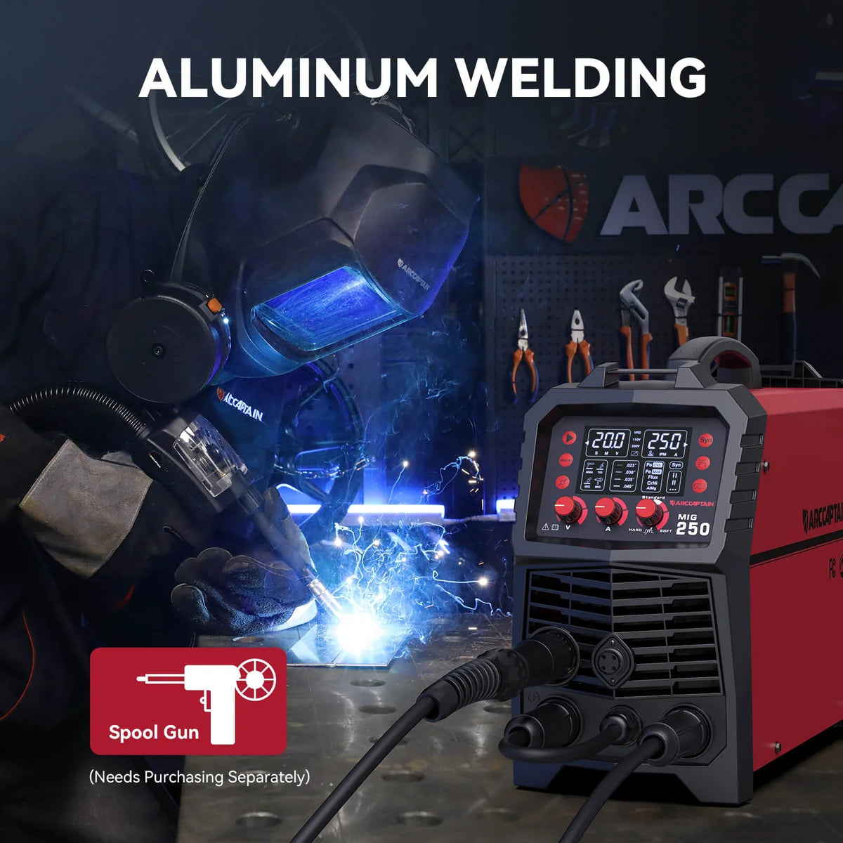 Arccaptain MIG250 MIG Welder Multi Process Machine 250 Amps 110/220V New