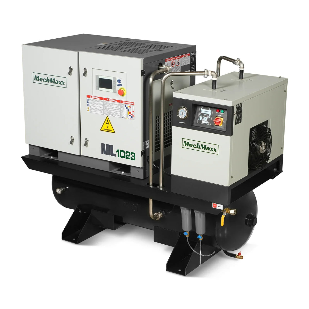 MechMaxx ML10 Air Compressor 10HP Rotary Screw with Dryer 66-Gal ASME Tank 32 CFM 116 PSI 230V 3-Phase Industrial Grade New