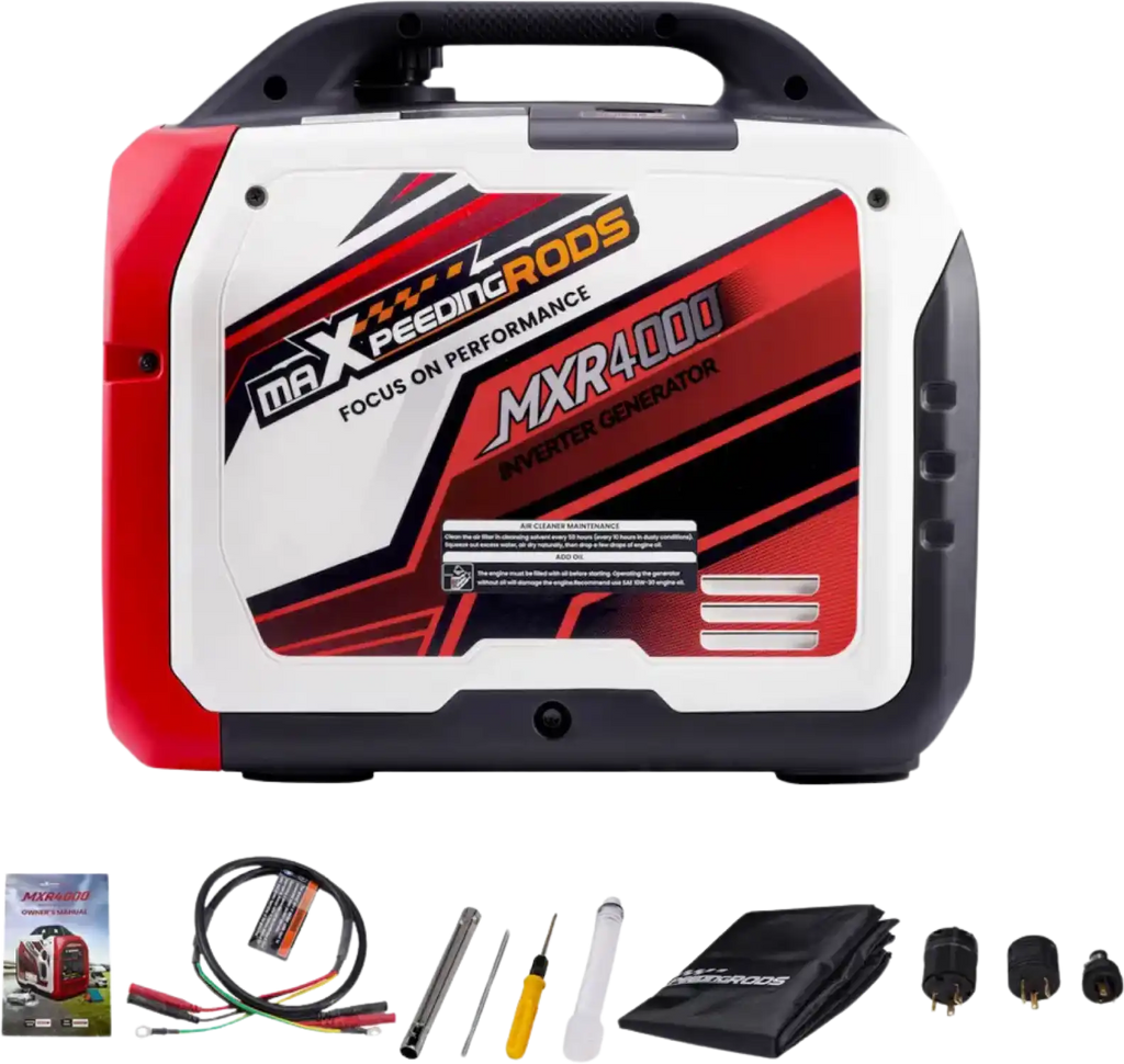 Maxpeedingrods MXR4000-US Gas Inverter Generator 3200W/4000W Low THD Parallel RV Ready with CO Alert App Monitoring New