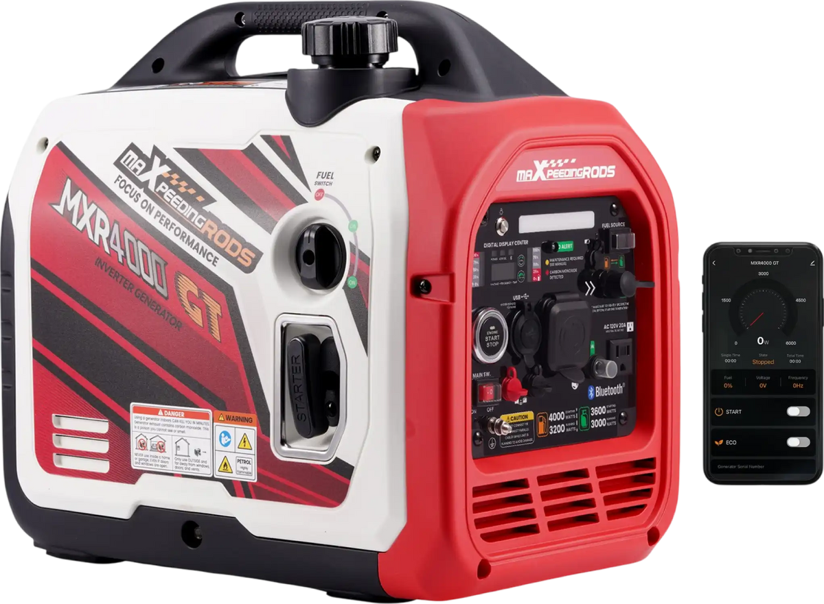 Maxpeedingrods MXR4000GT-US Dual Fuel Inverter Generator 3200W/4000W Low THD Parallel RV Ready CO Alert Bluetooth Control New