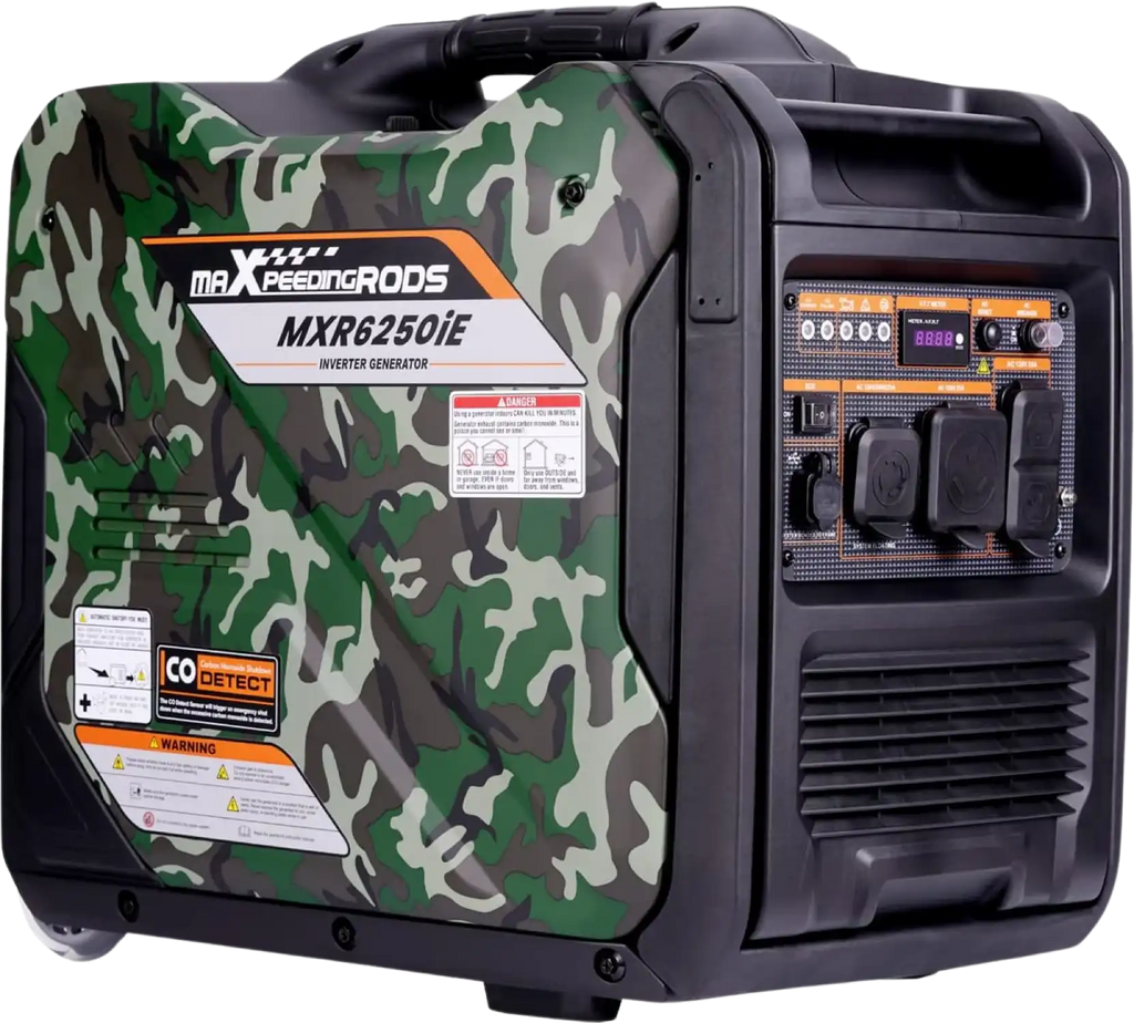 Maxpeedingrods MXR6250IE-CA Inverter Generator 5000W/5500W Low THD Electric Start RV Ready and CO Alert Gas New Canada Only