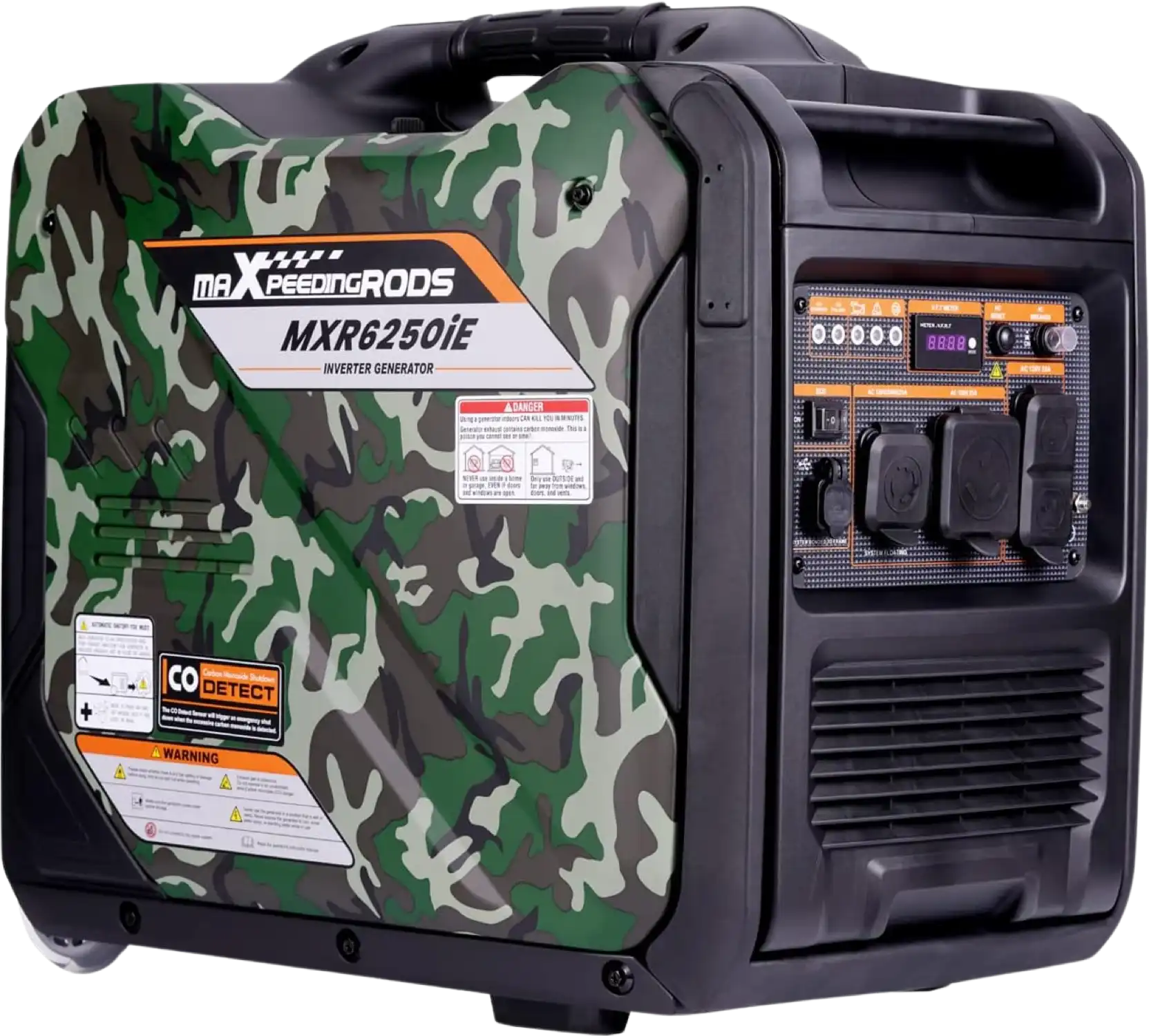 Maxpeedingrods MXR6250IE-CA Inverter Generator 5000W/5500W Low THD Electric Start RV Ready and CO Alert Gas New Canada Only