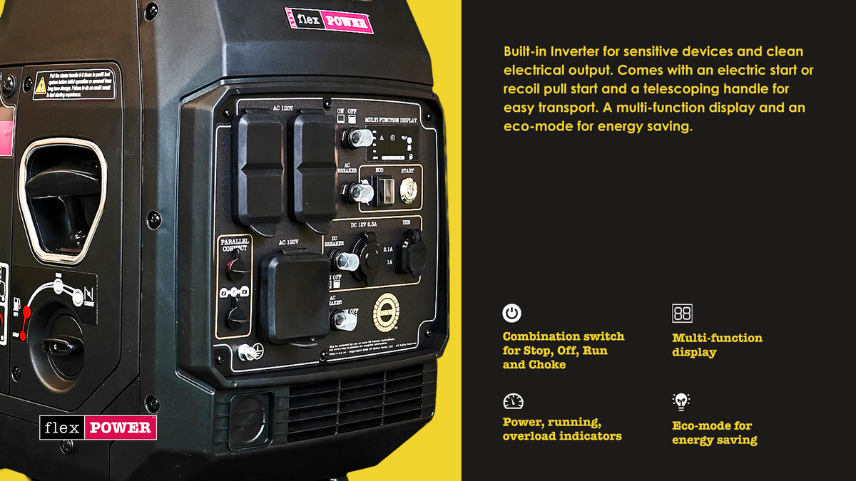 RVMP Flex Power 4500ies 4500W Portable Generator Dual Fuel Gas Propane 30A Inverter Electric Start New