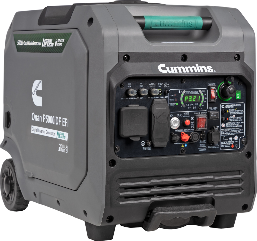 Cummins Onan P5000iDF EFI 3900W/5000W Generator Dual Fuel Gas Liquid Propane Inverter CO Alert Remote Start New