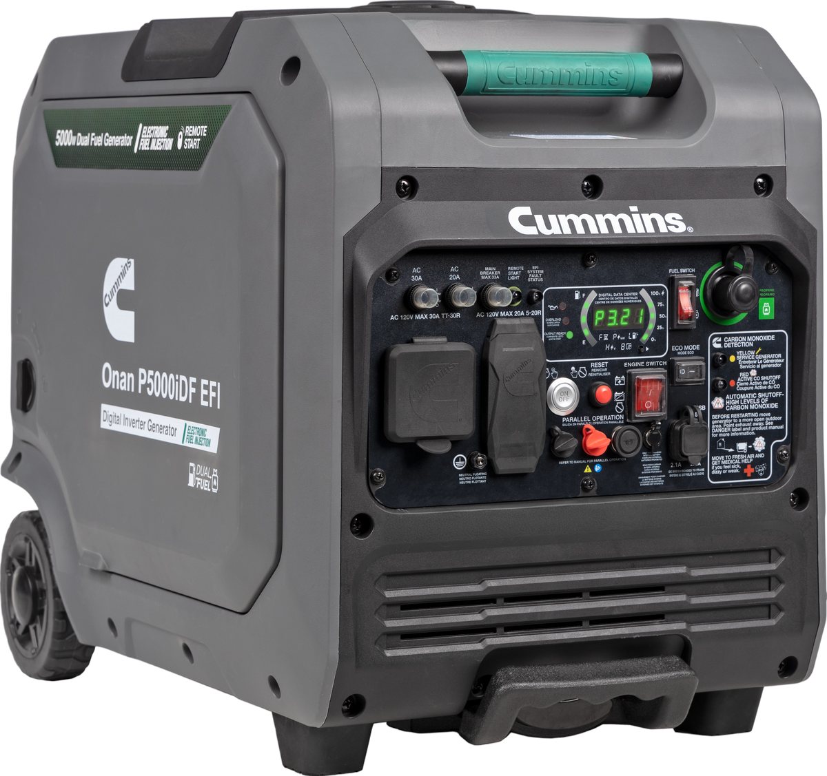 Cummins Onan P5000iDF EFI 3900W/5000W Generator Dual Fuel Gas Liquid Propane Inverter CO Alert Remote Start New