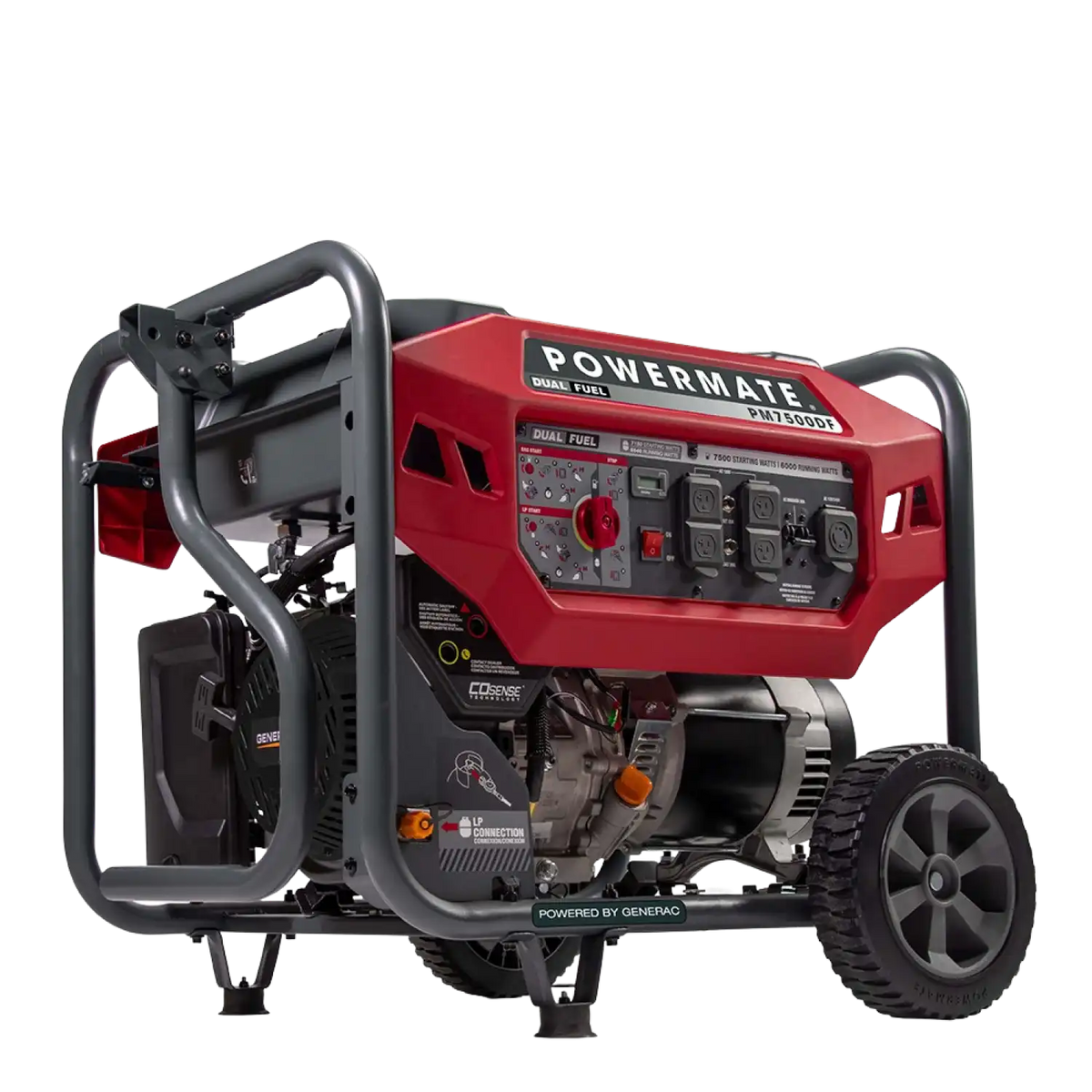 Generac/Powermate PM7500DF 6000W/7500W Recoil Start Dual Fuel Portable Generator with CO-Sense New