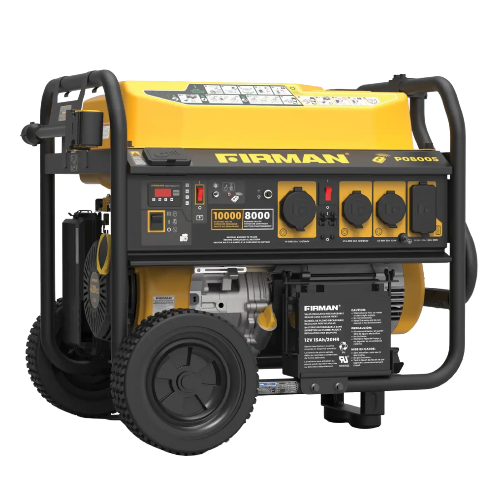 Firman P08005 8000W/10000W 50 Amp Remote Start Portable Gas Generator With Cover and Power Cord New
