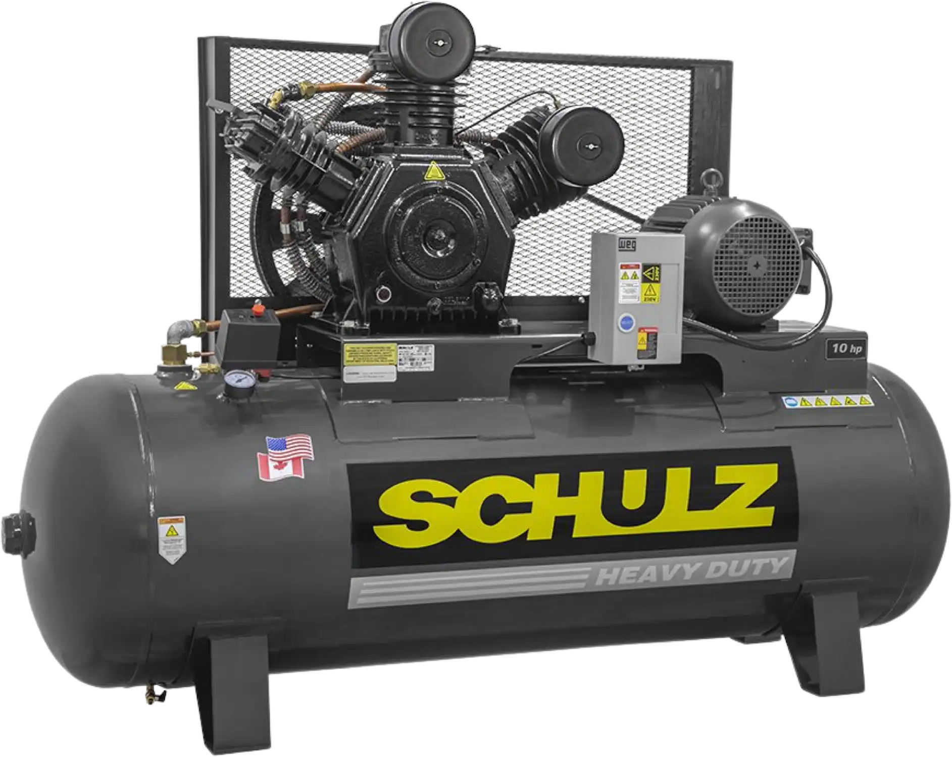 Schulz Premium Series Air Compressor 10 HP 120 gal. 2-Stage 208-230V 3-Phase Horizontal P10120HW40X-3 New