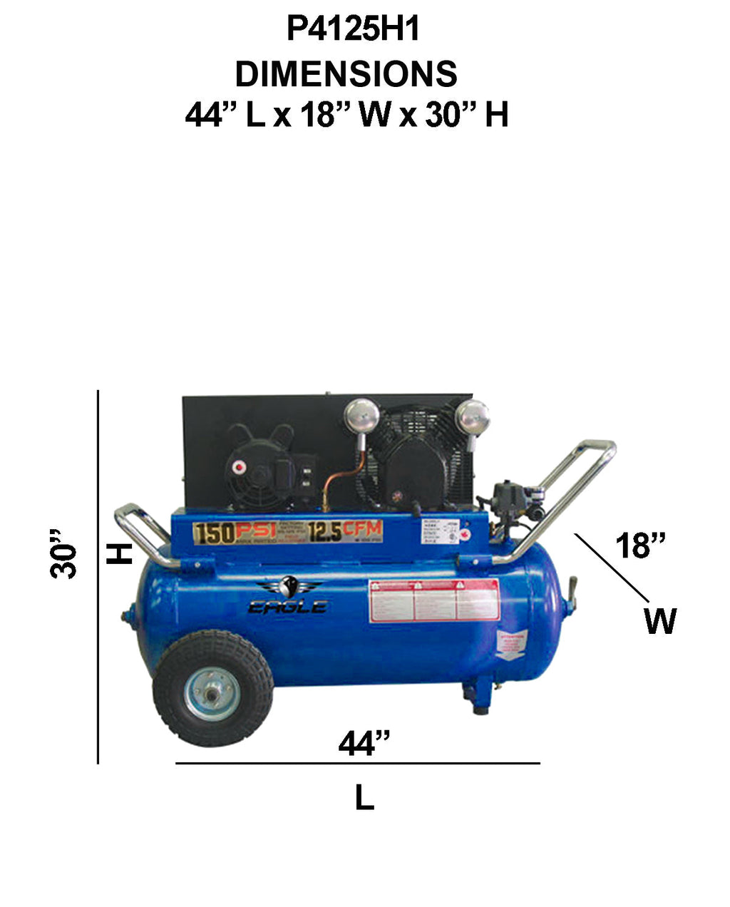 Eagle P4125H1 Air Compressor Portable 150 PSI 25 Gal. 12.5 CFM 5 HP Electric 220V New