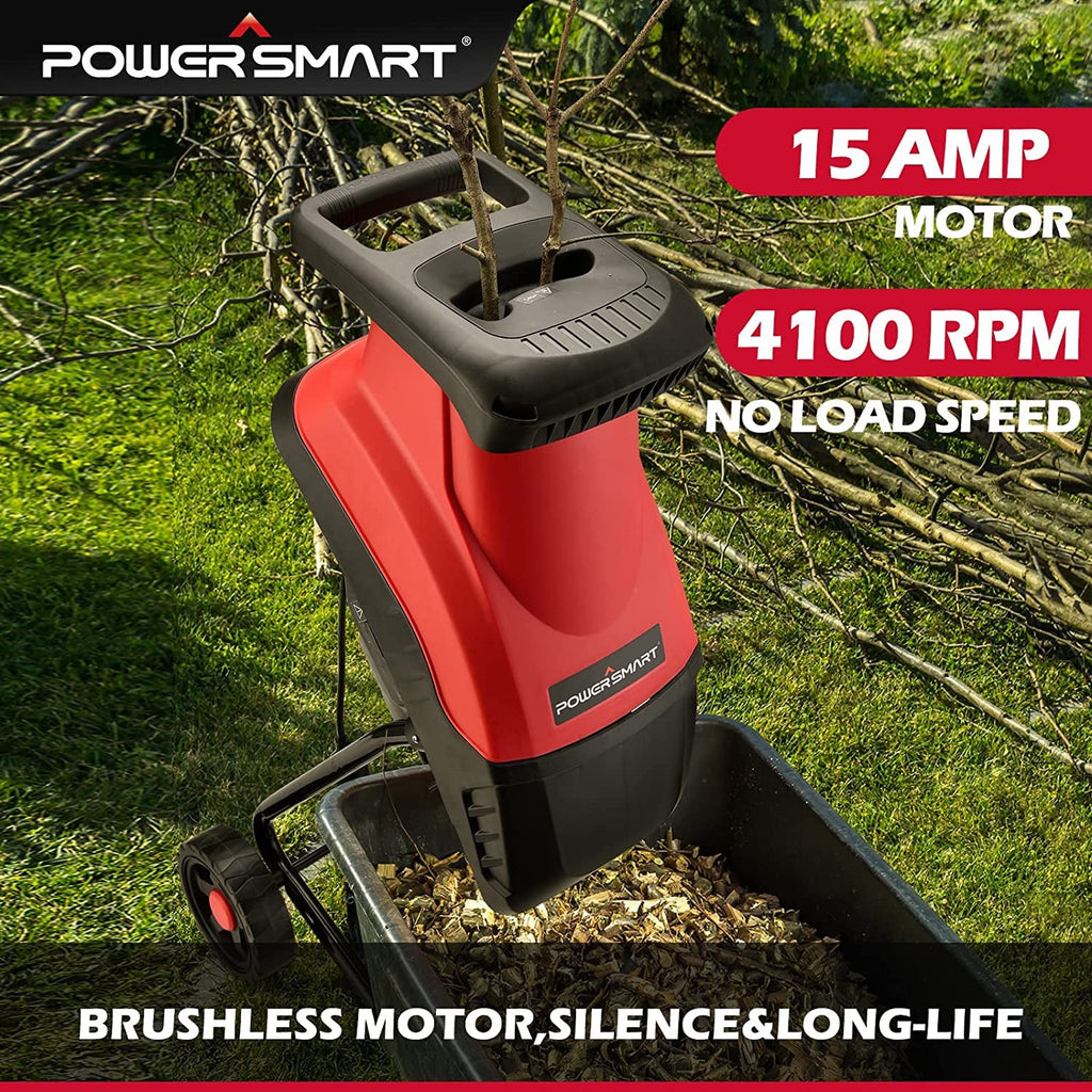 Powersmart PS10 Electric Wood Chipper Shredder 15 Amp 1.77" Diameter Blade New