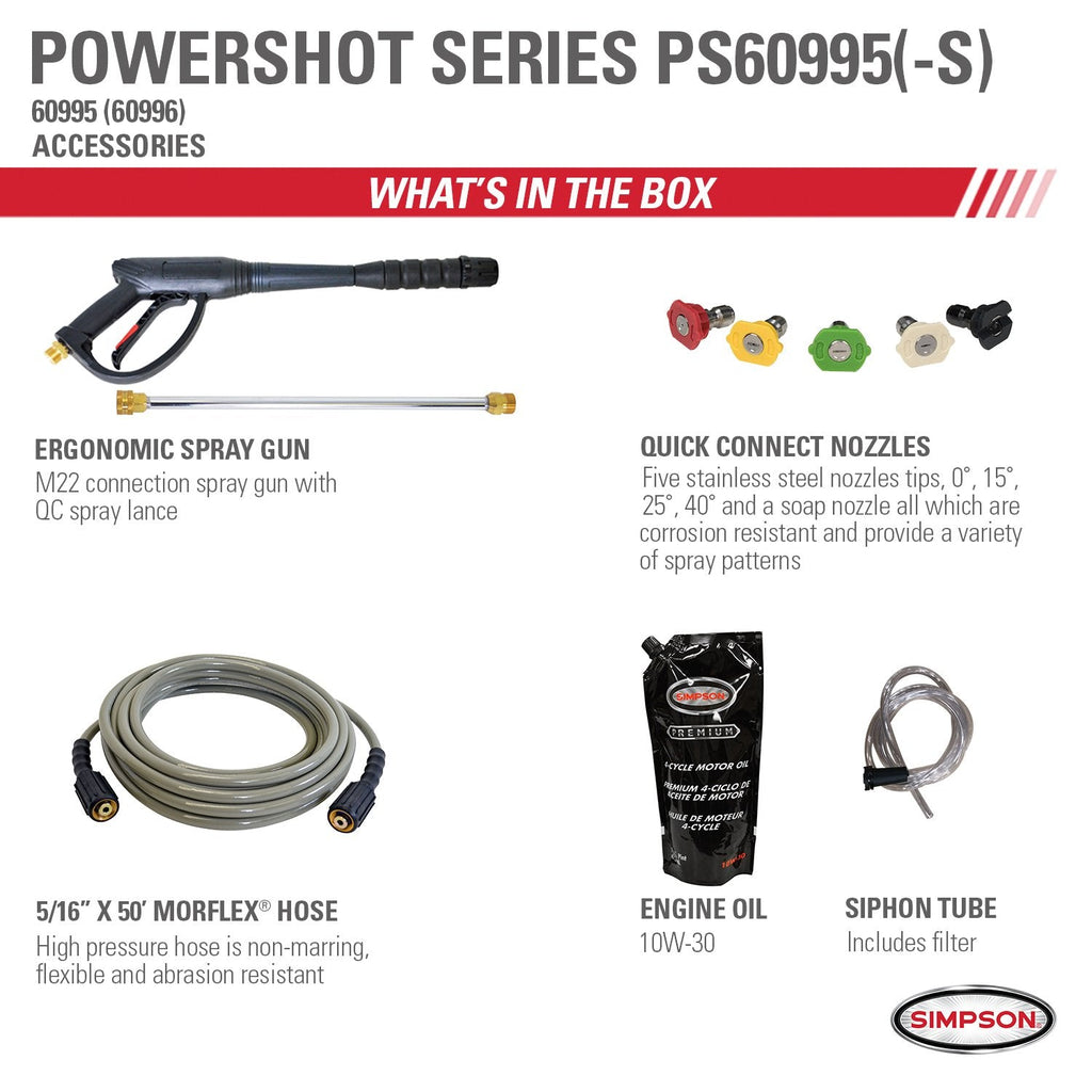 Simpson PowerShot 3600 PSI 2.5 GPM Honda GX200 PS60995 / 60996 Gas Pressure Washer CARB New