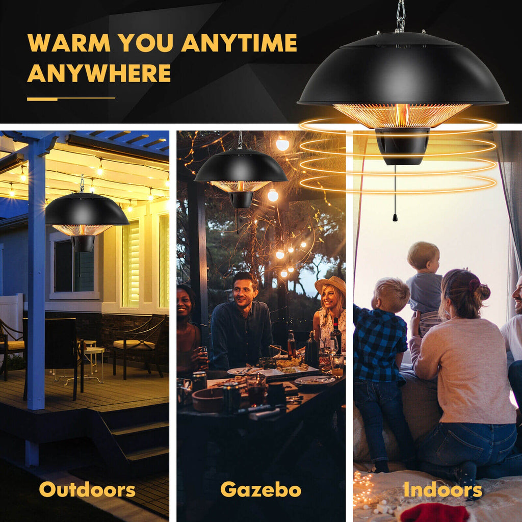 Costway 1500W Electric Hanging Patio Heater IPX4 Waterproof 51638927 New