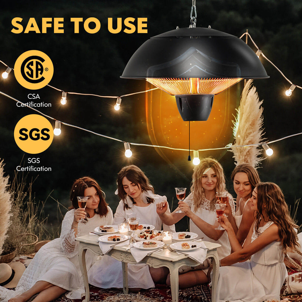 Costway 1500W Electric Hanging Patio Heater IPX4 Waterproof 51638927 New