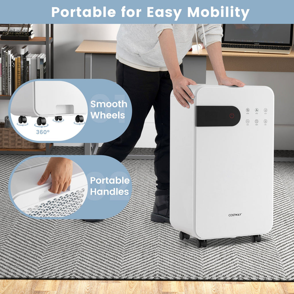 Costway 32 Pint Home Basement Dehumidifier Sleep Mode 24H Timer 37921658 New