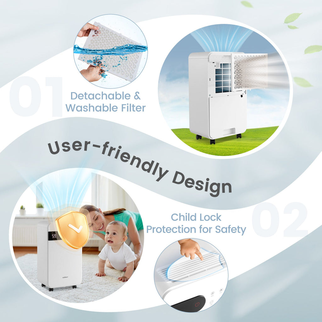 Costway 32 Pint Home Basement Dehumidifier Sleep Mode 24H Timer 37921658 New