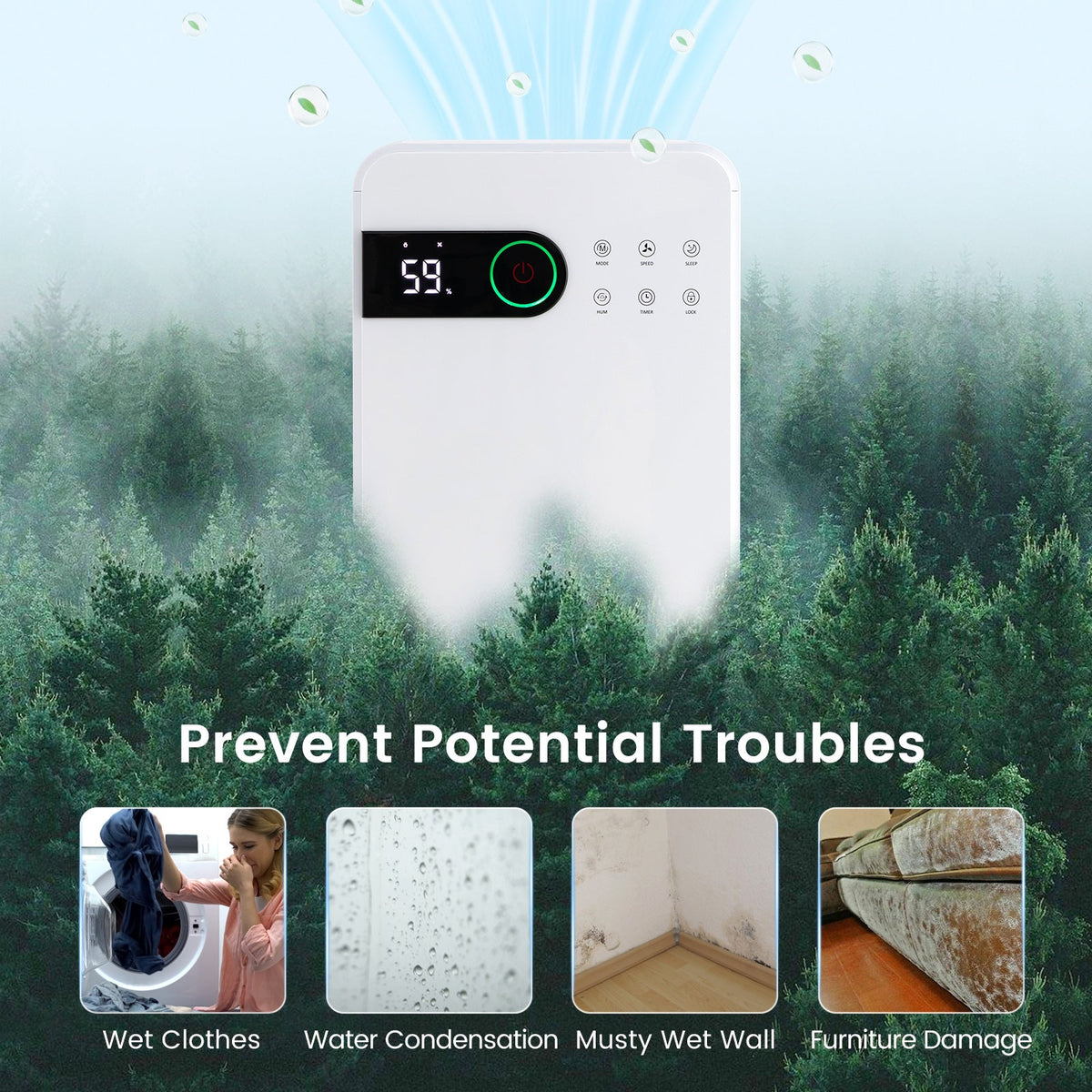 Costway 32 Pint Home Basement Dehumidifier Sleep Mode 24H Timer 37921658 New