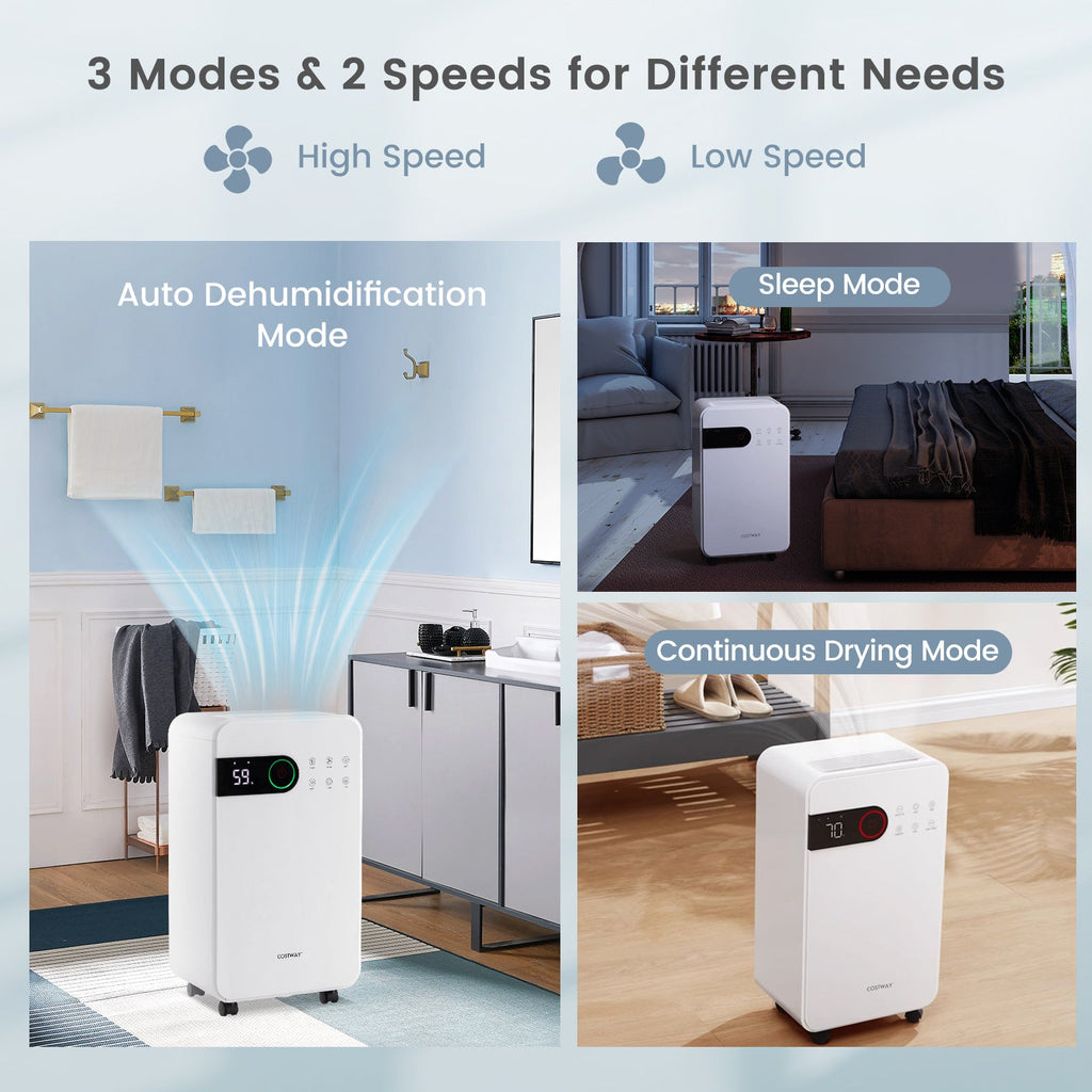 Costway 32 Pint Home Basement Dehumidifier Sleep Mode 24H Timer 37921658 New