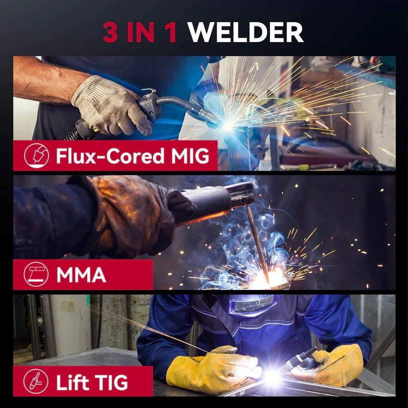 Arccaptain iControl MIG145 Pro Welder 3-in-1 Flux Core Synergic 145A 120V App Control New