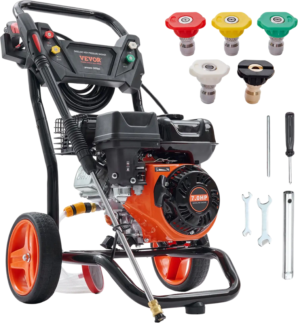 Vevor 3400 PSI Gas Pressure Washer 2.6 GPM with Aluminum Pump and 5 Quick Connect Nozzles New