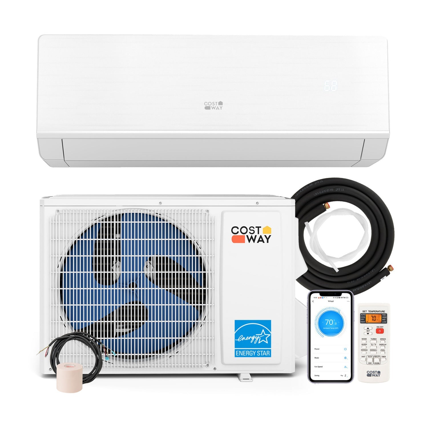Costway SEERXtreme 12,000 BTU 24 SEER2 208-230V Mini Split AC w/ Bracket 36361931 New
