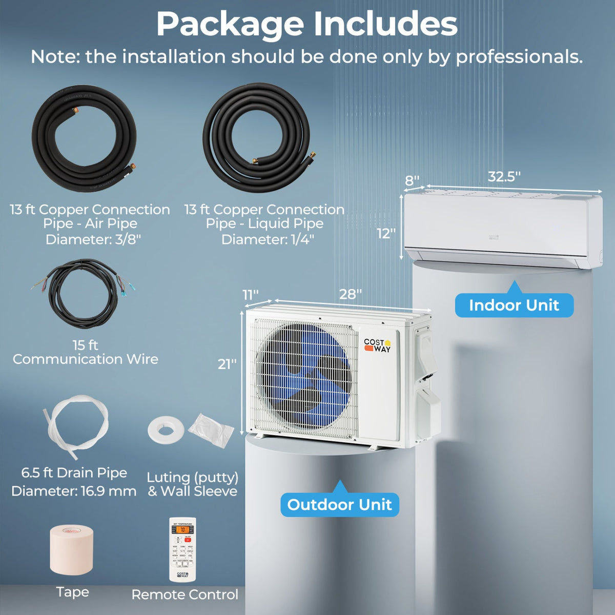 Costway SEERXtreme 12,000 BTU 24 SEER2 208-230V Mini Split AC w/ Bracket 36361931 New