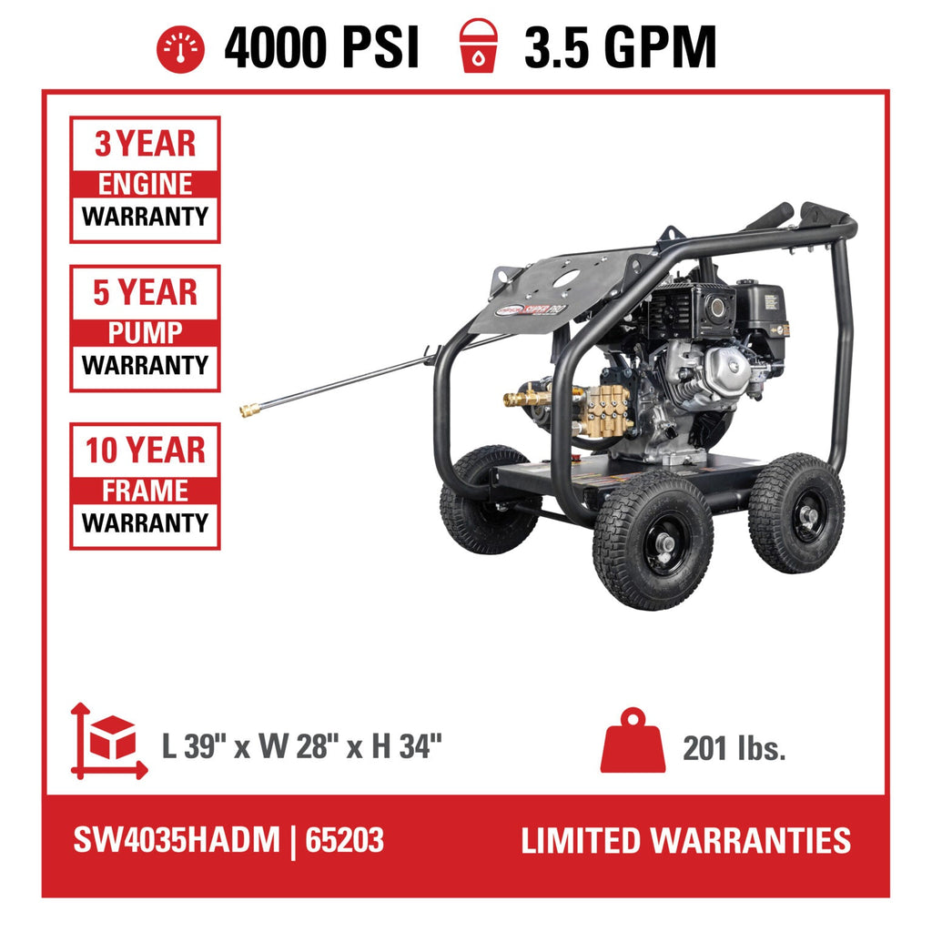 Simpson SuperPro Roll-Cage Gas Pressure Washer 4000 PSI 3.5 GPM with Honda GX270 Engine New