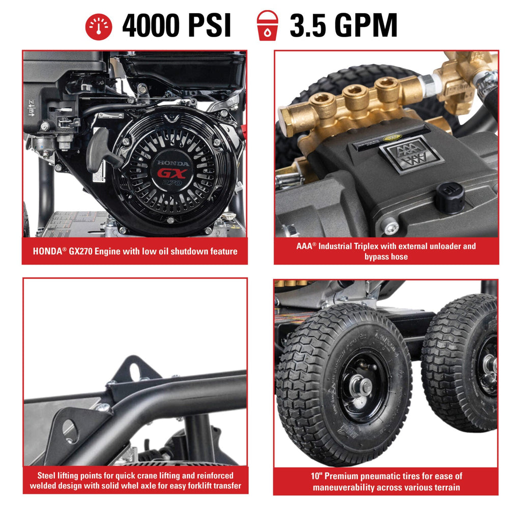 Simpson SuperPro Roll-Cage Gas Pressure Washer 4000 PSI 3.5 GPM with Honda GX270 Engine New