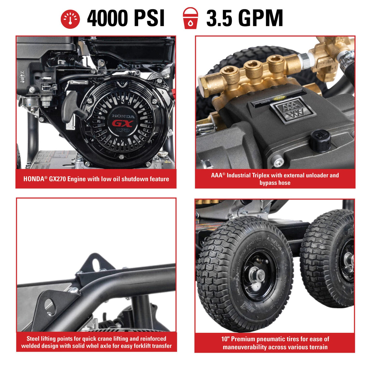 Simpson SuperPro Roll-Cage Gas Pressure Washer 4000 PSI 3.5 GPM with Honda GX270 Engine New