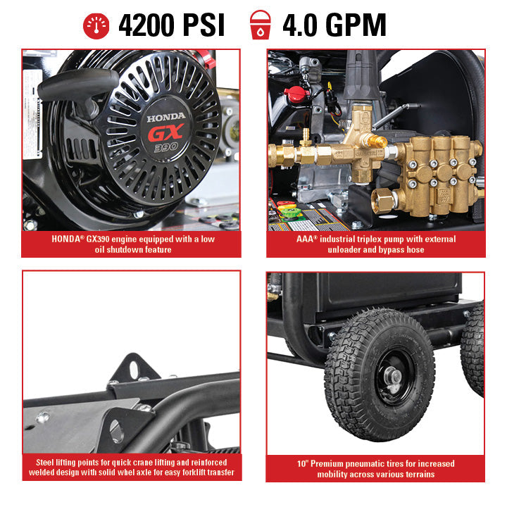 Simpson Super Pro Roll-Cage Gas Pressure Washer 4200 PSI 4 GPM with Honda GX390 Engine New