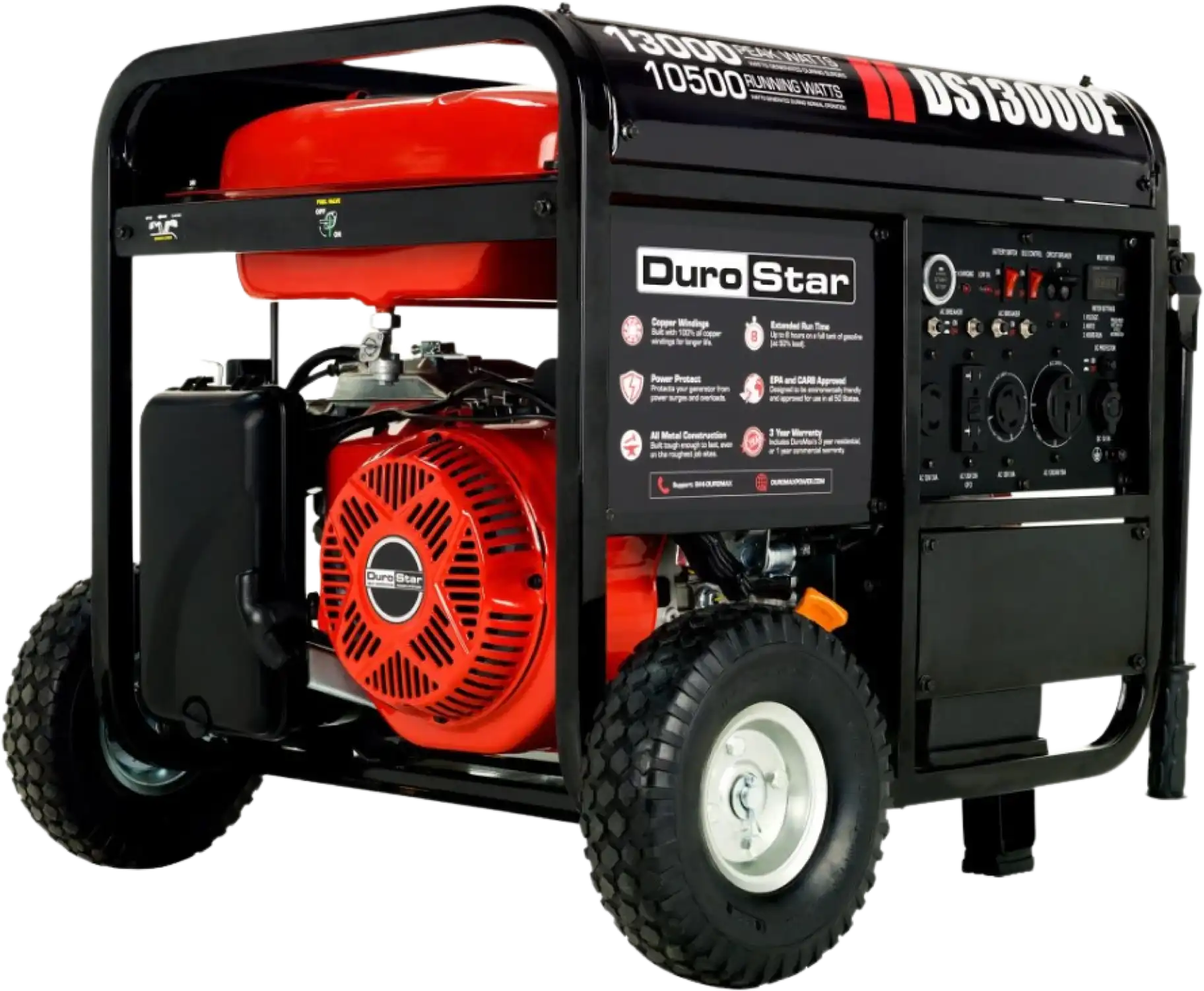 DuroMax / DuroStar DS13000E 10500W/13000W Electric Start Gas Generator New (Red Version of XP13000E)