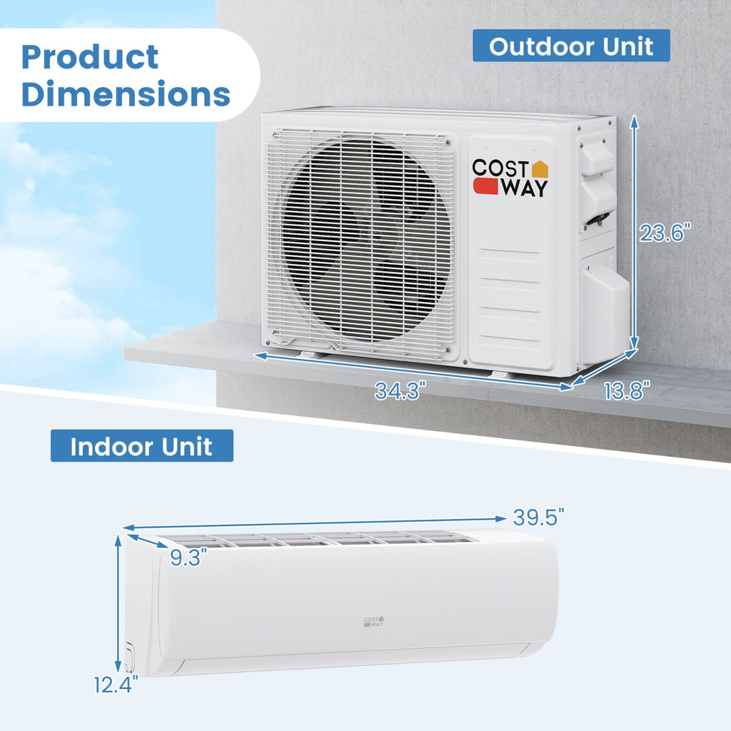 Costway EchoCool 23000 BTU Mini Split Air Conditioner Heat Pump 208/230V 76651384 New