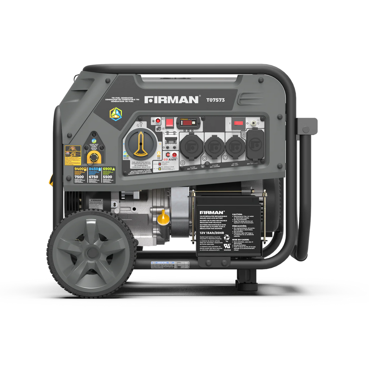 Firman T07573 Tri-Fuel Gas Propane Natural Gas Generator 7500W/9400W 120/240V with Electric Start Manufacturer RFB