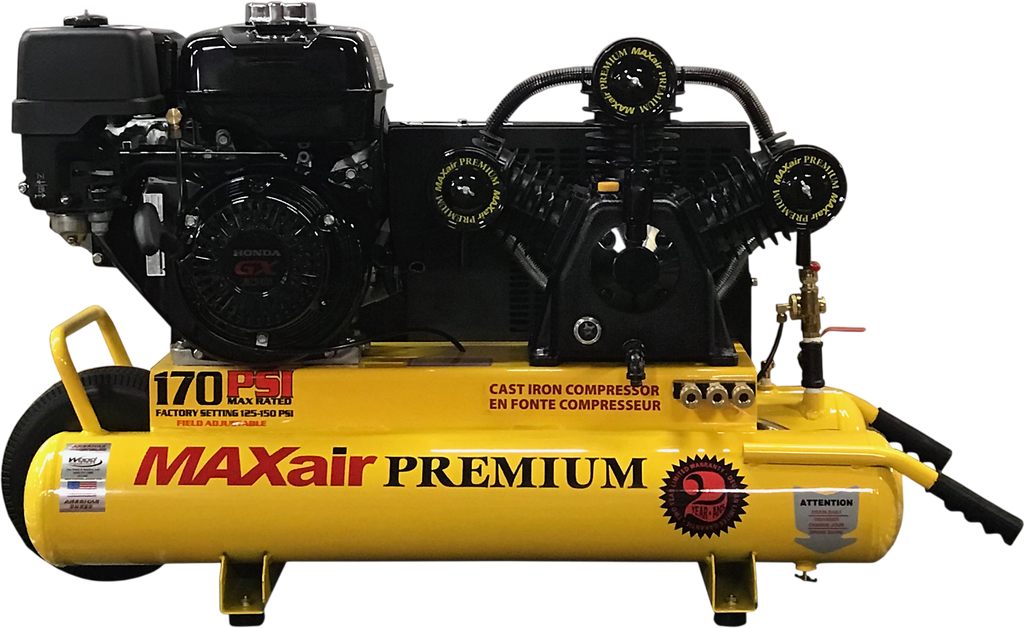 MaxAir Wheelbarrow Air Compressor 170 PSI 9 HP 10 Gal. Honda GX270 Engine TT90G-MAP New