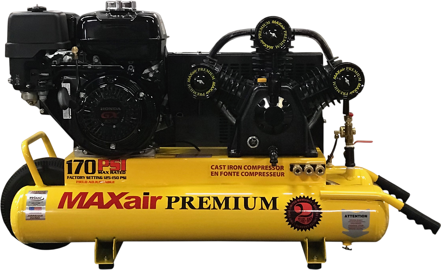 MaxAir Wheelbarrow Air Compressor 170 PSI 9 HP 10 Gal. Honda GX270 Engine TT90G-MAP New