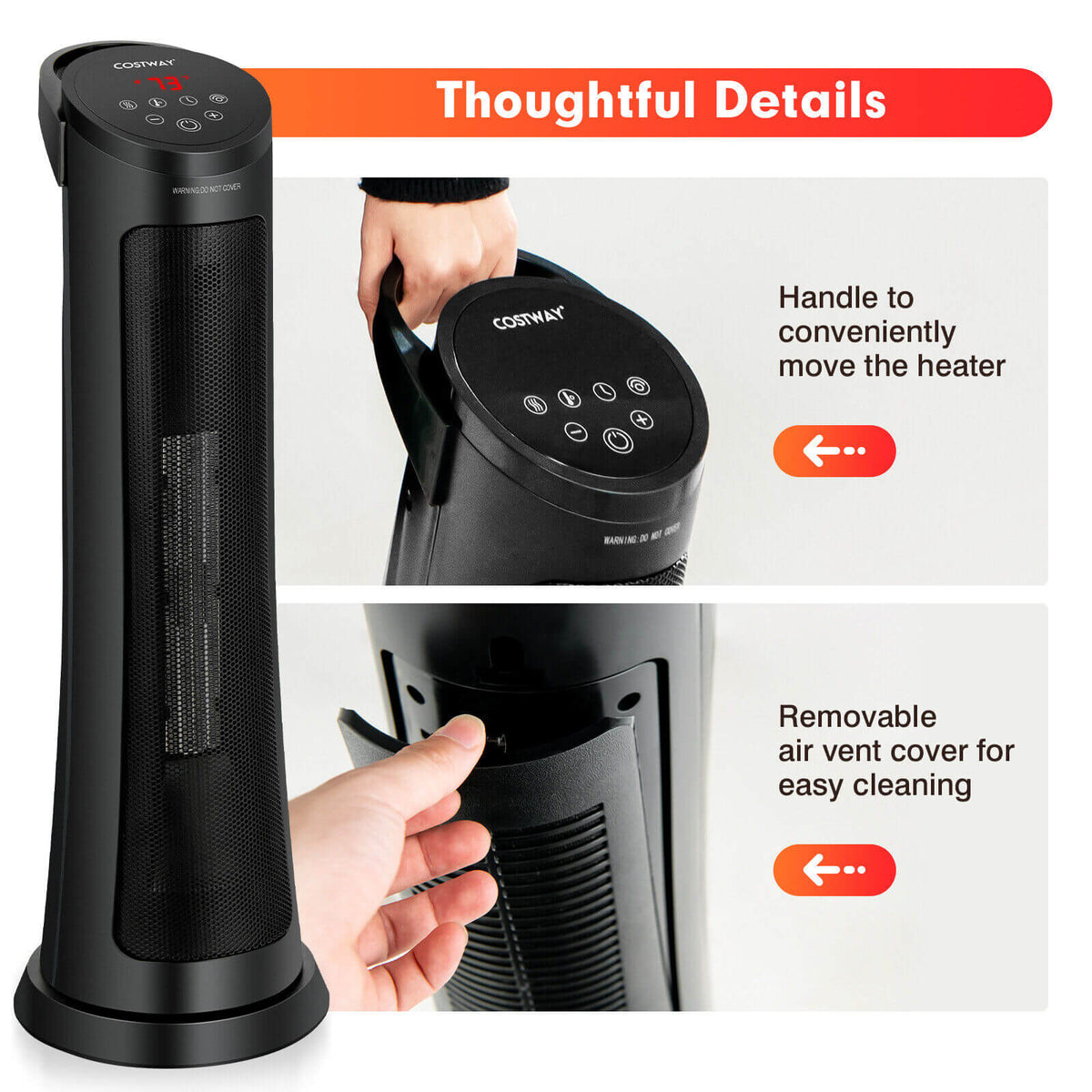 Costway 1500W PTC Ceramic Electric Space Heater w/ Remote Control 35269418 New