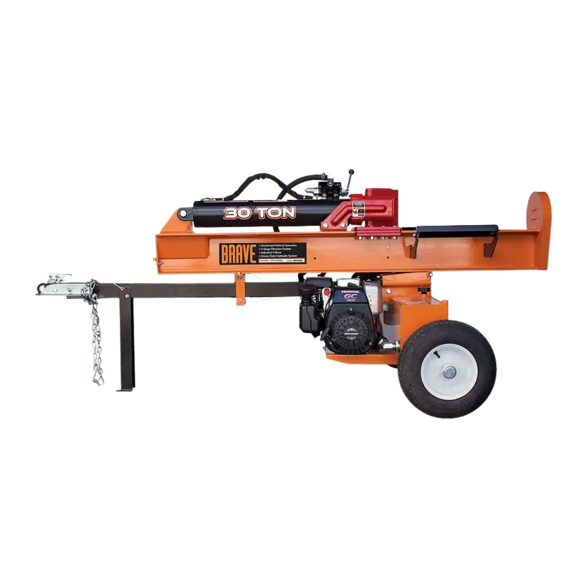 Brave Tow Behind Log Splitter 30-Ton Vertical/Horizontal Portable Gas with Honda GC190 Engine 189cc VH1730GC New