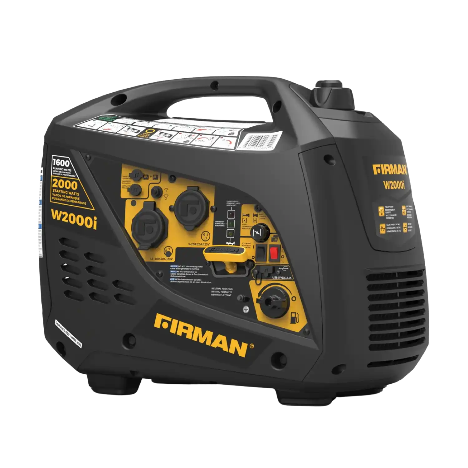 Firman W01682F Gas Inverter Generator 1600W/2000W 30 Amp Low THD Manufacturer RFB