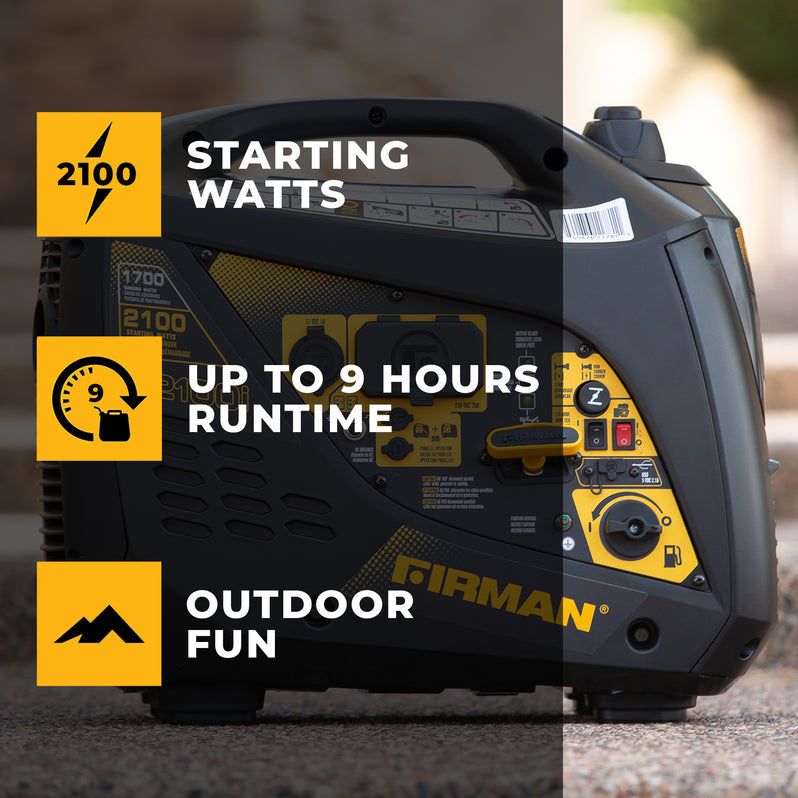 Firman W01782 1700W/2100W Gas Recoil Start Inverter Generator Manufacturer RFB