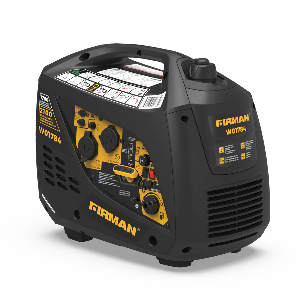 Firman W01784F Gas Inverter Generator 1700W/2100W 30 Amp Low THD Manufacturer RFB
