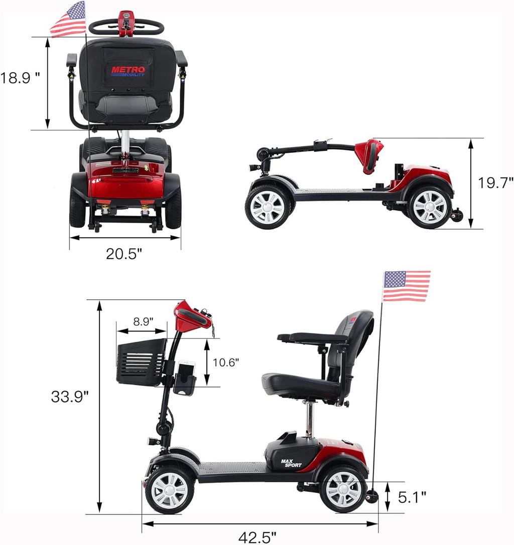 Metro Mobility Max Sport 4 Wheel Mobility Scooter Electric 24V 12Ah 300W 4.97 MPH 10 Mile Range New