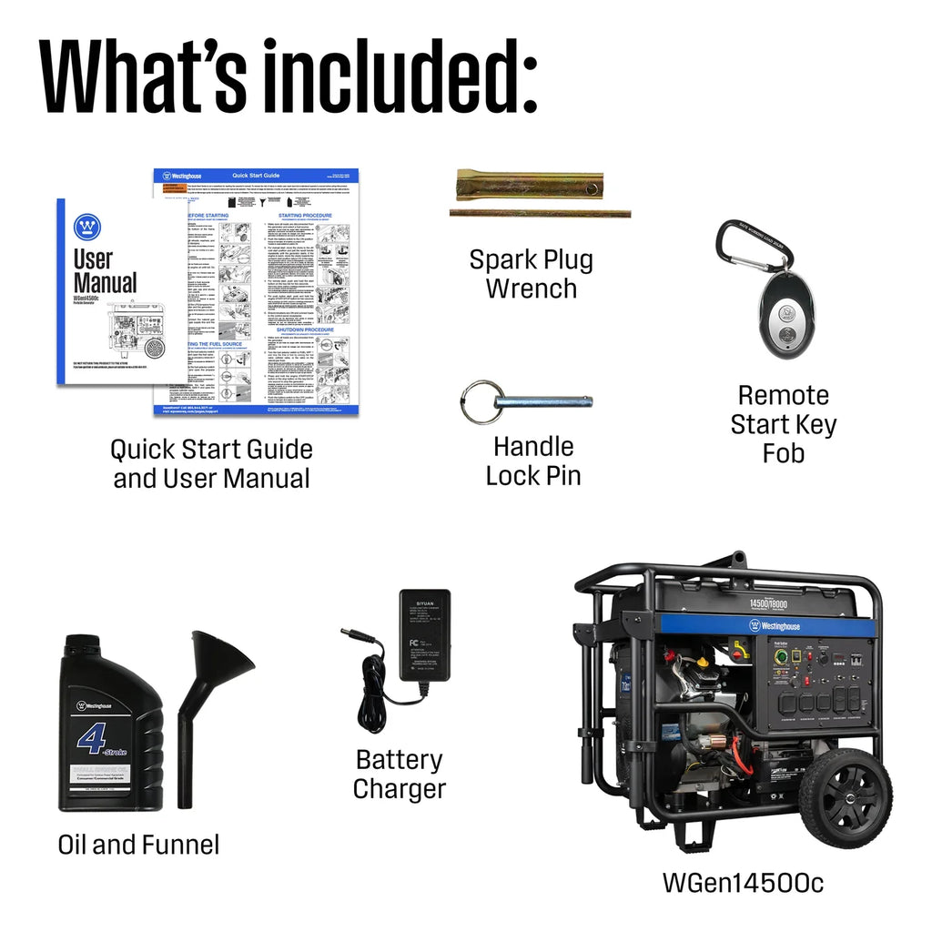 Westinghouse WGen14500c 14500W/18000W Generator 50 Amp CO Sensor Gas Remote Start New